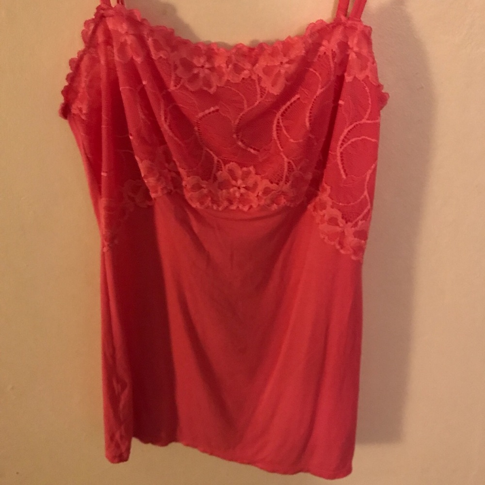 Bright pink lingerie top.